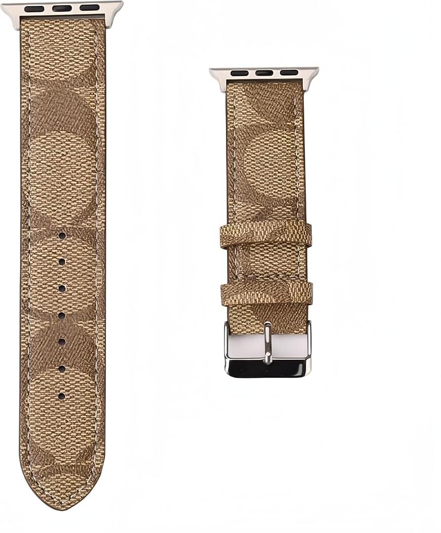 Leather Band 44mm 42mm 40mm 38mm Compatible with Apple Watch Men Women,Design for Replacement Band Compatible with Watch Series 6/5/4/3/2/1, iWatch SE (Brown)