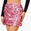 Sequin Skirt for Women Stretchy Bodycon Mini Skirts Sexy Sparkly Skirt Glitter Shiny Skirt Night Out Party, M