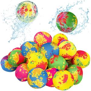 30 Pack 2" Reusable Water Splash Balls, Soft Water Absorbent Balls for Adults & Family, Pool Party Games, Beach Activities & Outdoor Summer Fun