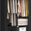 Portable Closet Wardrobe for Small Room, 35-Inch Clothing Organizer Storage Rack with 2 Clothes Hanging Rods and 4 Shelves, Non-Woven Fabric Cover, Black