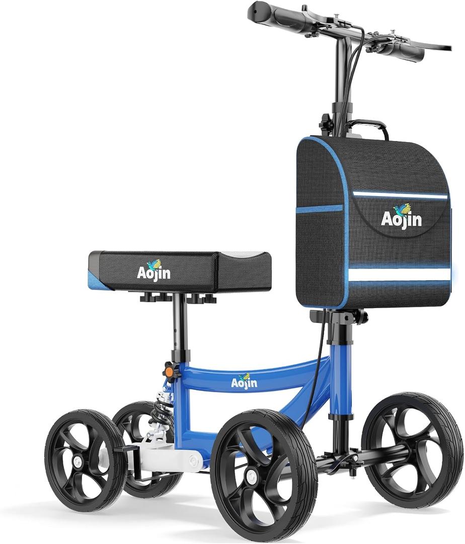 Aojin Knee Scooter for Adults for Foot Injuries, Storage Bag, 8'' Wheels