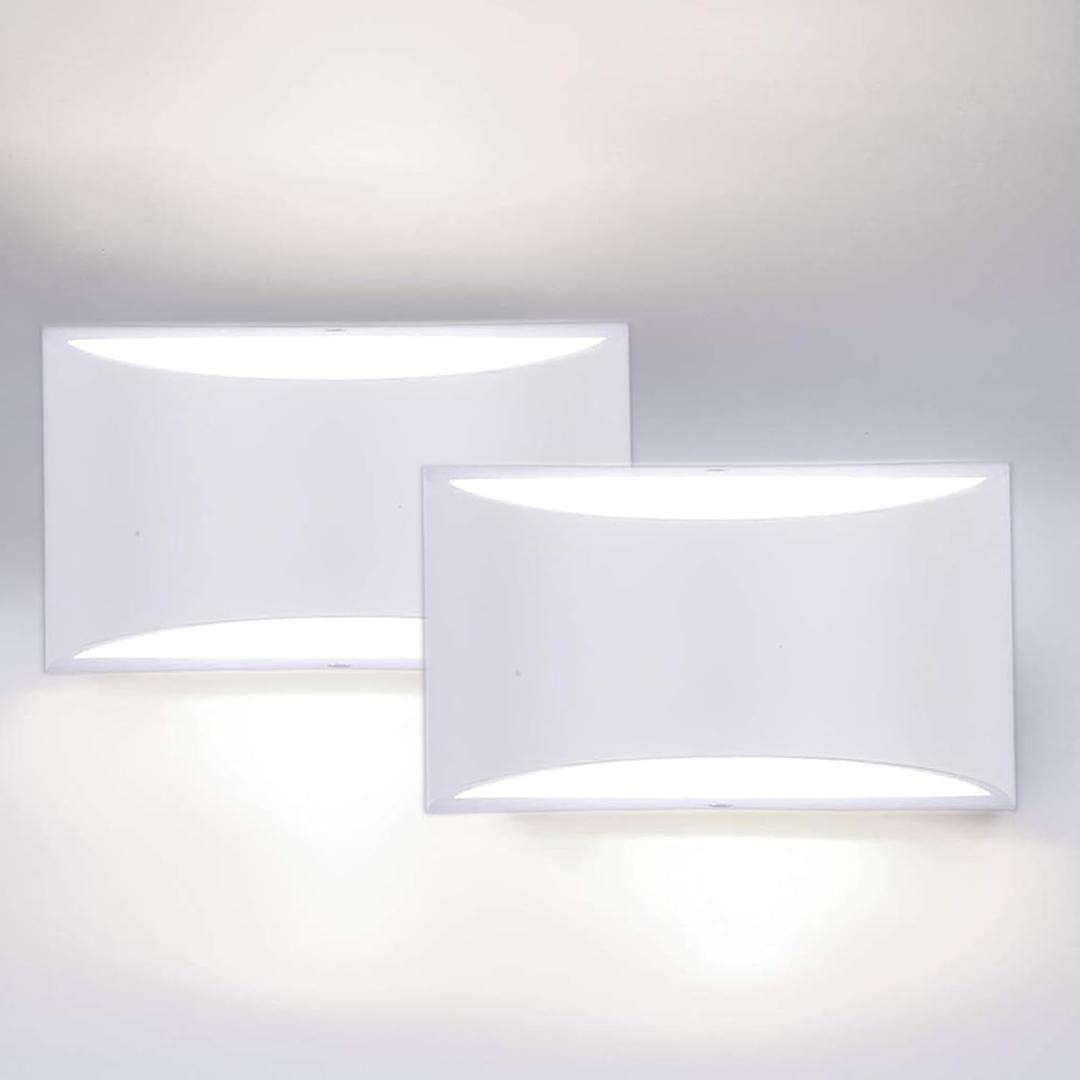 Lightess LED Wall Sconces Set of 2, White, Dimmable, 2 Pack