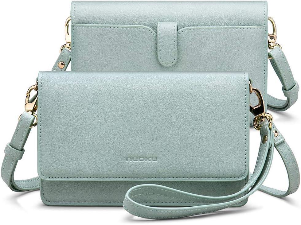 Nuoku Women Small Crossbody Bag Cellphone Purse Wallet with RFID Card Slots 2 Straps Wristlet, Small