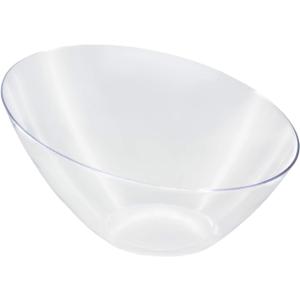 Party Essentials N604421 Disposable Hard Plastic Contemporary Angle Bowl, 4-Count, 60 oz. Clear
