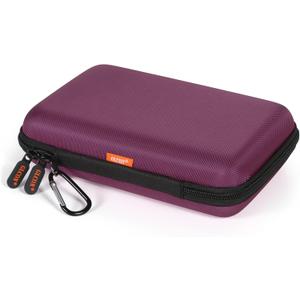 Deep Purple Carrying Case - GLCON Hard Storage Case Electronics Organizer Tech Pouch for Hard Drive, Power Bank, Cell Phone, Charger Enclosure - Portable Travel Pouch Bag with Carabiner