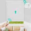 Allesin Motorized Roller Blinds with Remote Control for Windows, Blackout Smart Roller Shade, Battery Powered Electric Smart Blind (White,H72 x W39) (39"W x 72"H, White)