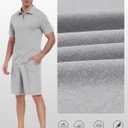 MoFiz Mens Tracksuits Sets Shorts Quarter Zip Polo Shirts Bottom Shorts Outfits Sport Suits Casual Walking Sets Comfy (Gray, M)