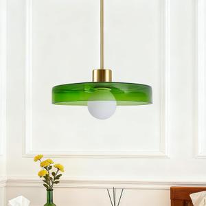 Pendant Lights Kitchen Island: Mid-Century Modern Hanging Light Fixture - Glass Pendant Lamp for Entryway Dining Room Over Table Bedside (Green, 35cm/13.78inch)