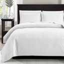 Love's cabin Twin Quilt Set White Bedspreads - Soft Bed Summer Quilt Lightweight Microfiber Bedspread- Modern Style Wave Pattern Coverlet for All Season - 2 Piece (1 Quilt, 1 Pillow Sham) (Twin (68"x86"))