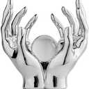 FJS Silver Home Decor Hands Sculpture Decorations for Living Room, Modern Art Statue Sculptures Room Aesthetic Decor, Shelf Coffee Table TV Stand Decoration (Sliver)