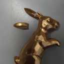 JORAE Gold Bunny Statues Easter Rabbit Figurines Set of 3 Vintage Rabbit Statues Animal Home Dcor Office Table Ornament, Champagne Gold, 3" H, Polyresin