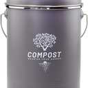 Holismo Kitchen Countertop Compost Bin, Odor Resistant Indoor Compost Bin with Lid and Charcoal Filter, Rust Resistant Coated Compost Bucket, Compost Container, Gray (Medium)