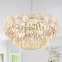 Chrome Modern Flower Crystal Chandelier 11 Lights 6-Tier Luxury Chandelier Light Fixture 24" for Living Dining Room Kitchen Entryway Bedroom Foyer, E12