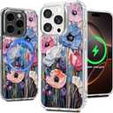 Magnetic Clear Case for iPhone 16 Pro Max, Floral Printing Pattern Design for Women Girls Shockproof Flower Protective Bumper Non-Yellow MagSafe Case, 6.9 (Pic 10)