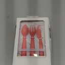 ezpz Happy Utensils - 24 Months+ (Coral) - BPA Free Toddler Utensils - Fork, Spoon and Knife for Toddlers and Preschoolers - Kids Utensils for Self-Feeding Development
