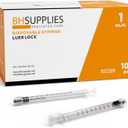 BH Supplies 1ml Luer Lock Tip Syringes (No Needle) - Sterile, Individually Wrapped - 100 Syringes