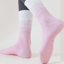 Ivyhouse Pilates Yoga Socks with Grips for Women - Colorful Non Slip Crew Athletic Socks - Cute Grippy Workout Hospital Socks, 3 Pairs, Purple*3