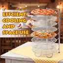 Pizza Rack 8 Tiered Stand 10.43" L x 8.52" W x 19.7" H with 8 Pcs 12 Inch Pans Flexible Detachable Aluminum Baking Set for Easy Storage and Baking Multiple Pizzas
