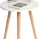 AWASEN Round Side/ End Table, Accent Nightstand Modern for Living Room Bedroom Office Small Spaces, 16''D x 19.5''H (White)