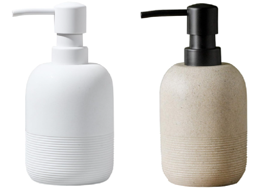 Soap Lotion Dispenser with A Spare Pump,Liquid Hand Soap Dispenser Sets for Bathroom Countertop,2pcs/Set Soap Dispenser for Kitchen (White and Beige)