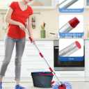 Small Spin Mop Replace Head Compatible with O-Cedar RinseClean 2 Tank, Mop Replacement Head Handle Base, 2 Microfiber Head Refills+1 Stick(30-58") +1 Base Combo Set (Blue)