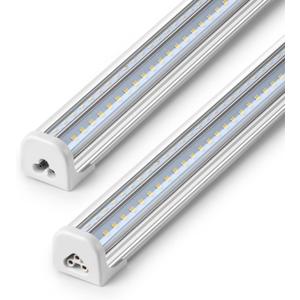 Barrina T8 LED Shop Lights for Workshop 4FT, 50W, 5000K, Daylight White, Clear Cover, Ceiling, V-Shape Shop Light Fixture, Garage, Warehouse, Basement, ETL Listed, 2 Packs
