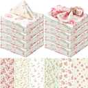 Floral Cloth Napkins 6 Patterns Washable Dinner Tea Party Napkins Reusable Plant Flowers Square Napkin Cotton Towel Decorative for Spring Wildflower Party(Pink Rose,12 Pcs)