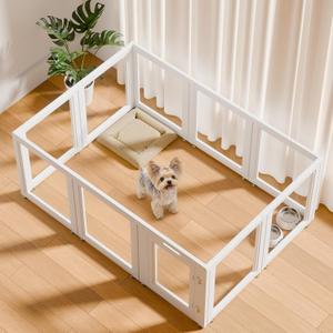 EVERFRONT Clear Acrylic Plastic Dog Playpen - Clear Dog Play Pen - Easy Assemble Acrylic Dog Playpen - Puppy Playpen, Cat Playpen, Small Animal Playpen, Dog Play Pen Indoors (White, 23.6 H, 10PCS)