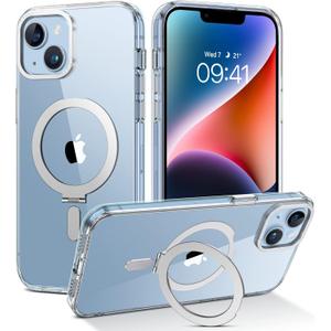 DUEDUE for iPhone 14 Magnetic Case, Case iPhone 13 with Invisible Stand [Compatible with Magsafe], Full Body Protective Cover Slim Shockproof Kickstand Phone Cases for Apple iPhone 13/14 6.1", Clear