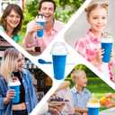 Slushie Cup, DIY Magic Slushy Maker Cups, Portable Slushy Cup for Juices, Milk and Ice Cream Make, Double Layers Silica with Lid & Straw for Kids, Friends, Family (Blue)