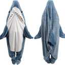 Shark Blanket Hoodie Onesie for Adult & Kid, Wearable Shark Sleeping Bag, Soft Cozy Onesie Costume M