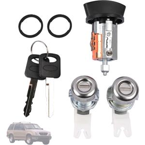 Ignition with Door Lock Cylinder Compatible with Ford F-250/F-350 1997-2007, Ford Excursion 2000-2005, Lincoln Navigator 1998-2005 and More, Replace LC6177, DL5885, 597638 (No chip)