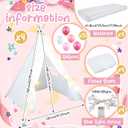 4 Pack Teepee Tent for Kids Slumber Party with Mattress,Fitted Sheet,Light String,Natural Cotton Washable Sleepover Tents for Girls Party Birthday Slumber Movie Night Supplies(White)