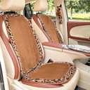 Plush Leopard Front Car Seat Covers and Rear Car Seat Covers Set Velvet Car Seat Cushions Set -Luxury