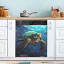 JIPONI Magnetic Dishwasher Cover, PVC+PET, Sea Turtle, Waterproof Kitchen Art Decor