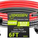 Solar Extension Cable 6.6Ft 10AWG, Solar Wire with Tool-Free Solar Connectors, Waterproof Solar Panel Extension Cable 6mm, PV Cable 10Gauge for Home Boat RV Solar Panels 