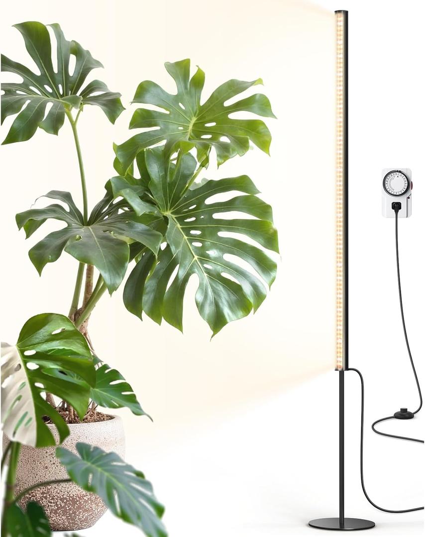 Barrina T1S Standing Grow Light for Indoor Plants with Timer, 65W 660nm High PPFD Full Spectrum, Tera Series Vertical Grow Lights Adjustable Height 5FT-5.6FT, Foot Switch, Non-Glare Design, Black