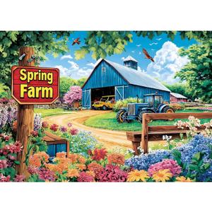 1000 Piece Puzzles for Adults, Spring Landscape Jigsaw Puzzle, Farm Jigsaw Puzzles 1000 Pieces, Challenging Game Home Decor Birthday Party Gift Toy for Adults Kids Seniors, 2820 in