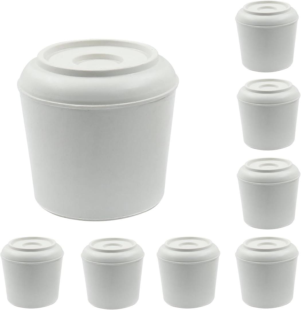 BokWin 8 Pcs Chair Leg Caps 1-1/2 Inch Rubber End Caps Non-Slip Chair Leg Tips Caps Round Furniture Leg Floor Protectors for Chair Desk Table(White)