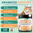 Cat Allergy Relief Chews,Itchy Skin,Paw Licking,Seasonal Allergies Relief, with Omega 3,Probiotics,Green Tea Extract,Boost Immunity,Skin Coat Health,Maintain Oral Health, Allergy Relief for Cat, EXP:  03/01/2028