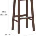 Amazon Basics Solid Wood Saddle-Seat Counter Height Bar Stools for Kitchen Island and Home Bar with Footrest, 29-Inch Height, Walnut, Set of 2