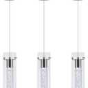 Pendant Ceiling Light Fixture, LED Kitchen Lighting Crystal Pendant Lights Kitchen Island, Kitchen Hanging Light Fixture Modern Island Light with Bubble Glass Three Pack
