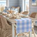 Gingham Table Runner Light Blue and White, Spring Buffalo Plaid Check Table Cloth 72 Inches Long Table Decor, Summer Party Suppliers for Rustic Farmhouse Birthday Wedding Baby Shower Party