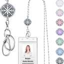Lanyards for ID Badges Keys Women Cute Teacher Lanyard ID Holder Necklace Silver Chain Fashion Strong Keychain Diffuser Office School Work Jewelry Nurse Teacher Appreciation Gifts Mandala, One Size