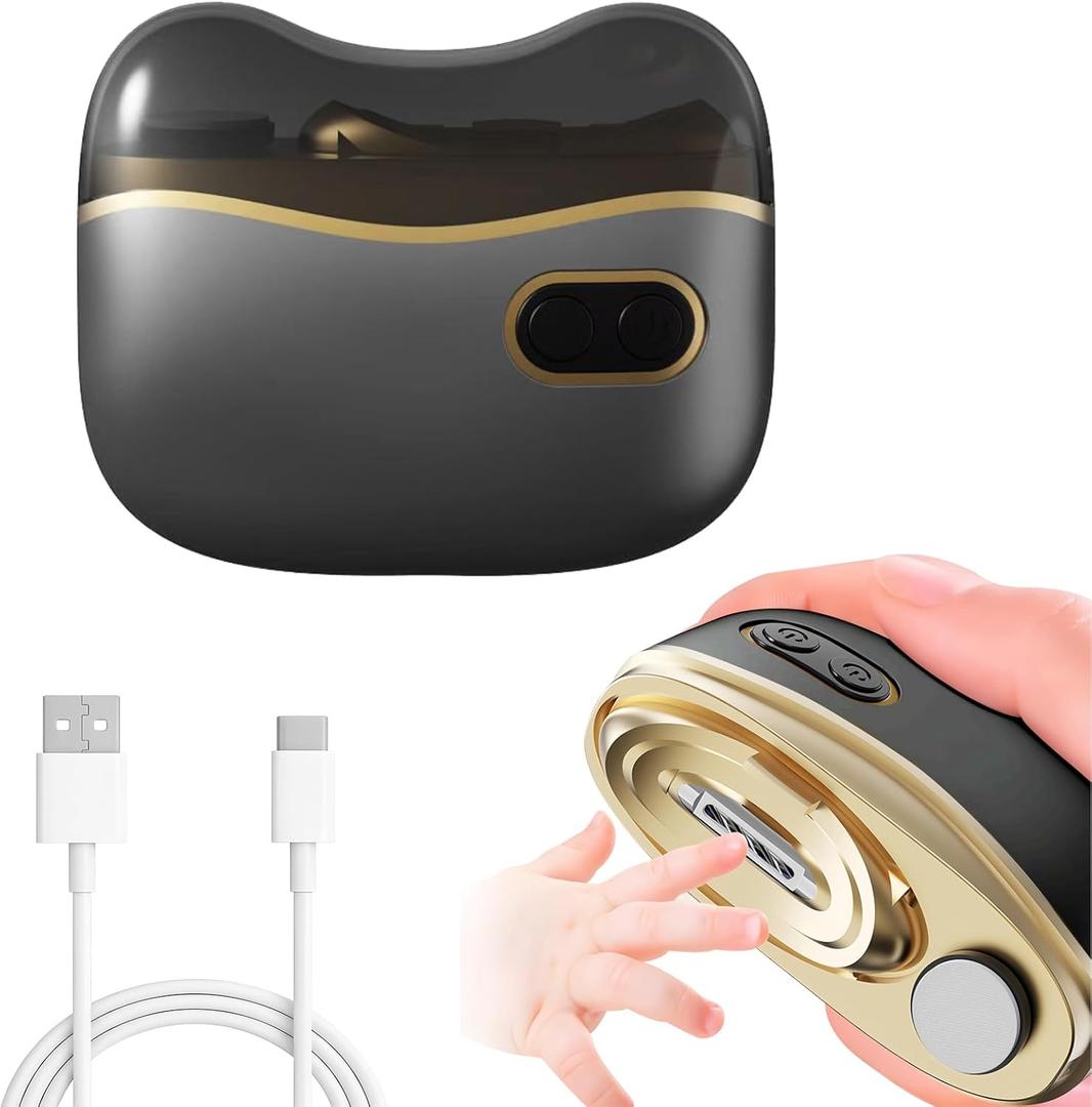 Electric Automatic Nail Clipper, Electric Nail Clippers with Light Nail Trimmer 2 Speeds Automatic Nail Clipper Safe Clipping Storage, Suitable for Children, Adults, and The Elderly (Black)