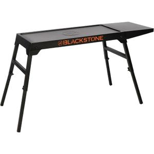 BLACKSTONE 5477 XL 17" and 22" Tabletop Griddle Stand, Adjustable Prep Table with Folding Legs and Side Shelf, Powder Coated Steel, Black