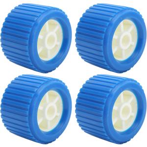 3in Wide Ribbed Wobble Roller 4PCS Marine Ribbed Wobble Roller 108x75x19mm Blue PP High Temp Resistant Replacement for Boat Marine Yacht Trailer