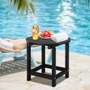 LZRS Round Adirondack Patio Side Table End Table, Outdoor Side Tables for Patio, Backyard, Pool, Indoor Companion, Easy Maintenance & Weather Resistant(Black)