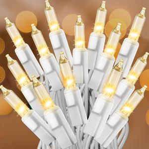 Clear Christmas Lights 66FT 200 Incandescent Bulbs Warm White Mini Lights with White Wire for Christmas Tree, Garland, Thanksgiving, Wedding, Party, Home, Indoor & Outdoor Festival Decoration