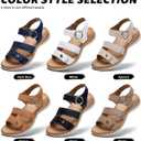 Womens Sandals Arch Support Flat Sandals Adjustable Comfy Orthotic Sandals for Women Summer Walking Shoes for Beach,Travel